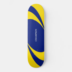 Blauwe en gele golvende lijnen skateboard
