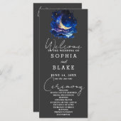 Blauwe en Gele Halve Maan Trouwprogramma (Voorkant / Achterkant)