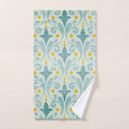 Blauwe en gele handdoekset bad handdoek (Handdoek)