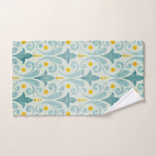 Blauwe en gele handdoekset bad handdoek (Handdoek)