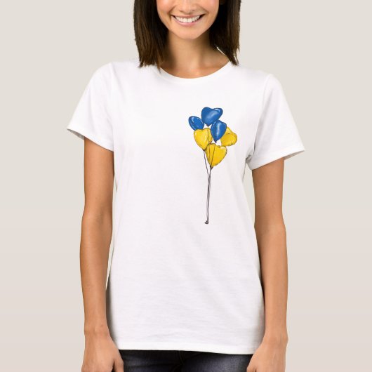 Blauwe en gele hartvormige ballonnen. Oekraïne T-shirt (Voorkant)