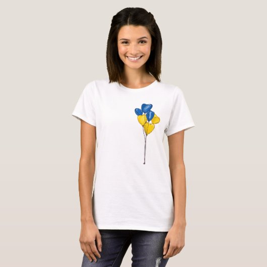 Blauwe en gele hartvormige ballonnen. Oekraïne T-shirt (Voorkant volledig)