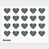 Blauwe en gele Kaleidoscoop Art Print Hart Sticker (Vel)