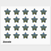 Blauwe en gele Kaleidoscoop Art Print Ster Sticker (Vel)