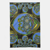 Blauwe en gele Kaleidoscoop Art Print Theedoek (Verticaal)