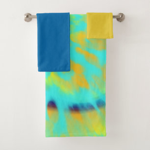 blauwe en gele kleurstof bad handdoek