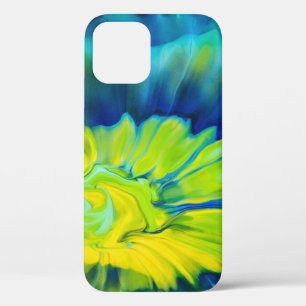 Blauwe en gele kleurstof iPhone 12 hoesje