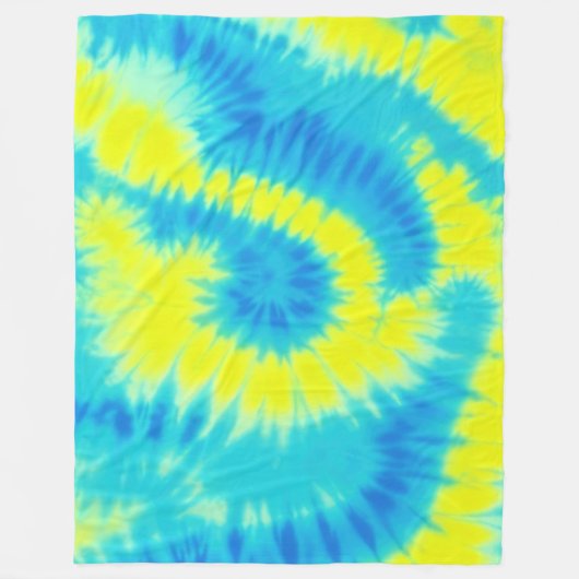 Blauwe en gele kleurstof fleece deken (Voorkant)