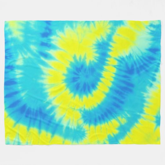 Blauwe en gele kleurstof fleece deken (Voorkant (Horizontaal))