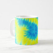 Blauwe en gele kleurstof koffiemok (Voorkant links)