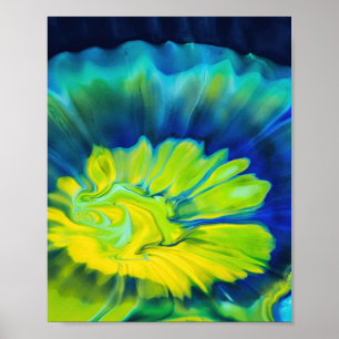 Blauwe en gele kleurstof poster