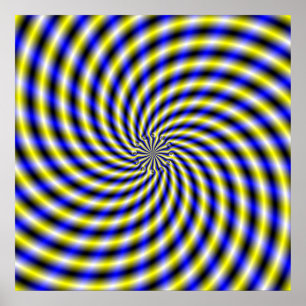 Blauwe en gele kronkeling poster