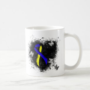 Blauwe en gele lint koffiemok