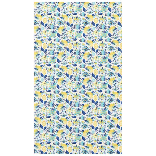 Blauwe en gele luiers en bloemen tafelkleed (Voorkant)