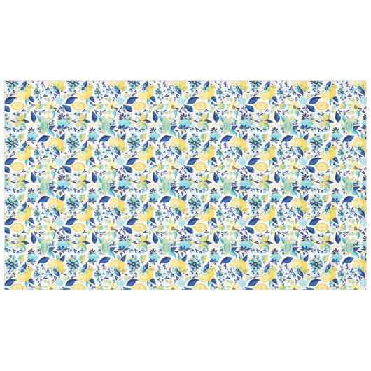 Blauwe en gele luiers en bloemen tafelkleed (Voorkant (Horizontaal))