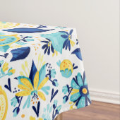 Blauwe en gele luiers en bloemen tafelkleed (Voorbeeld)