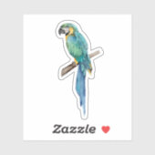 Blauwe en gele Macaw Custom-Cut Vinyl Sticker (Vel)