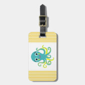 Blauwe en gele octopus bagagelabel (Voorkant verticaal)