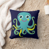 Blauwe en gele octopus kussen (Deken)