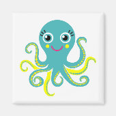 Blauwe en Gele Octopus Magneet (Voorkant)