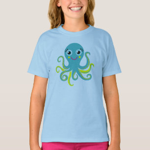 Blauwe en Gele Octopus T-shirt