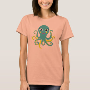 Blauwe en Gele Octopus T-shirt