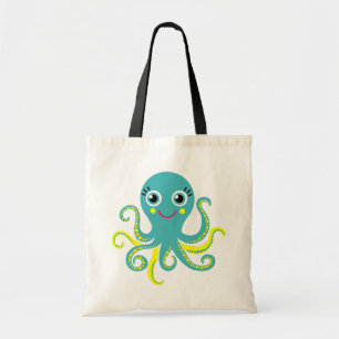 Blauwe en Gele Octopus Tote Bag