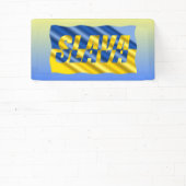 Blauwe en gele Oekraïense inspiratie Vrede geen oo Spandoek (Insitu)