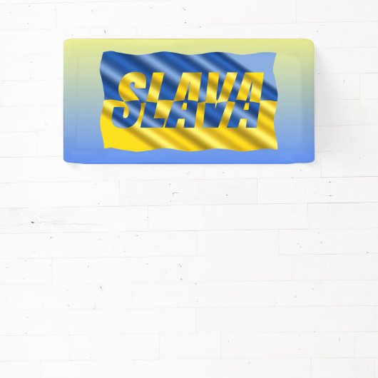 Blauwe en gele Oekraïense inspiratie Vrede geen oo Spandoek (Insitu)