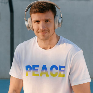 Blauwe en gele Oekraïne geïnspireerde vrede zonder T-shirt