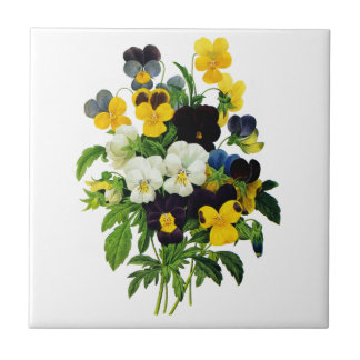 Blauwe en gele pansies van Pierre Joseph Redoute Tegeltje