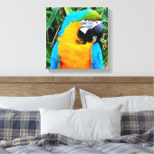 Blauwe en gele papegaai canvas afdruk (Insitu (Slaapkamer))