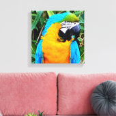 Blauwe en gele papegaai canvas afdruk (Insitu (Woonkamer))
