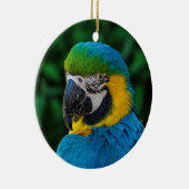 Blauwe en gele papegaai keramisch ornament (Rechts)