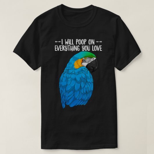 Blauwe en gele papegaai zal alles op alles zetten t-shirt (Design voorkant)