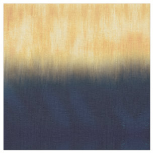 Blauwe en gele penseelstreken Moderne kunst Stof