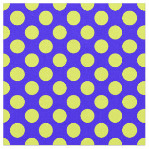 Blauwe en gele poka Dot Fabric Stof