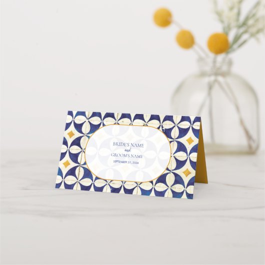 blauwe en gele Portugese patroonbruiloft (Achterkant)