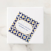  blauwe en gele Portugese patroonbruiloft Bedankjes Labels (In situ)