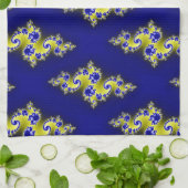 Blauwe en gele rondjes theedoek (Gevouwen)