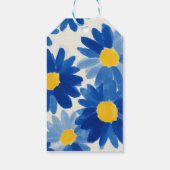 Blauwe en gele schilderachtige bloemen cadeaulabel (Achterkant)