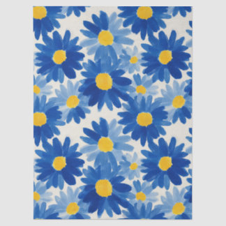 Blauwe en gele schilderachtige bloemen tissuepapier