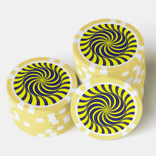 Blauwe en gele spiraalafdruk poker chips
