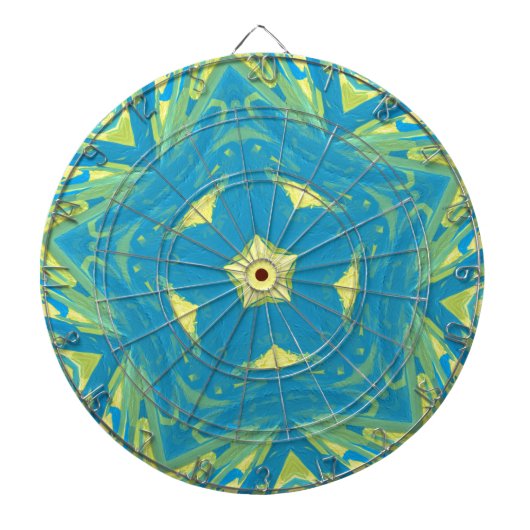 Blauwe en gele sterren dartbord (Voorkant)