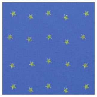 Blauwe en gele sterren stof