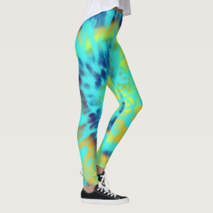 Blauwe en gele Stropdas-kleurstof Leggings