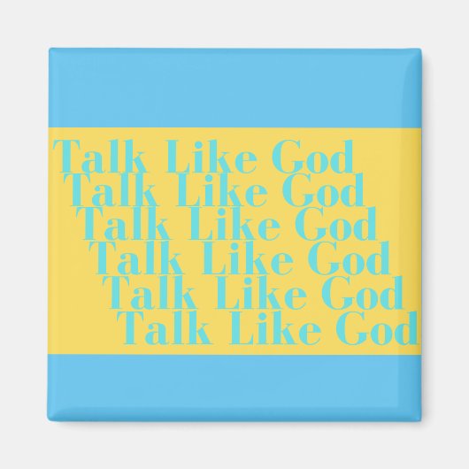 Blauwe en gele talk als God magnet Magneet (Voorkant)