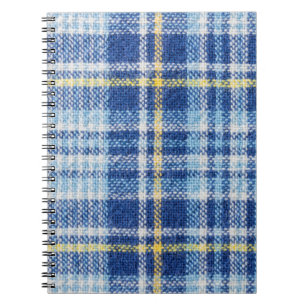 Blauwe en gele tartan of vlakke ondergrond voor fa notitieboek