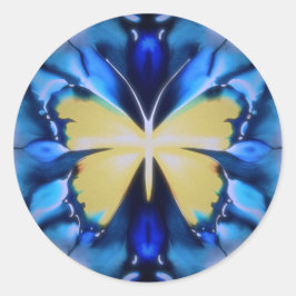 Blauwe en gele Tie Dye Butterfly Sticker