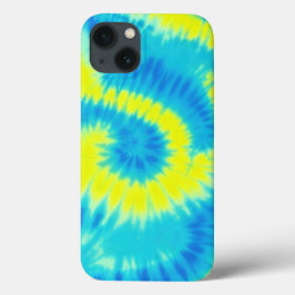 Blauwe en Gele Tie Dye Telefoon Case
